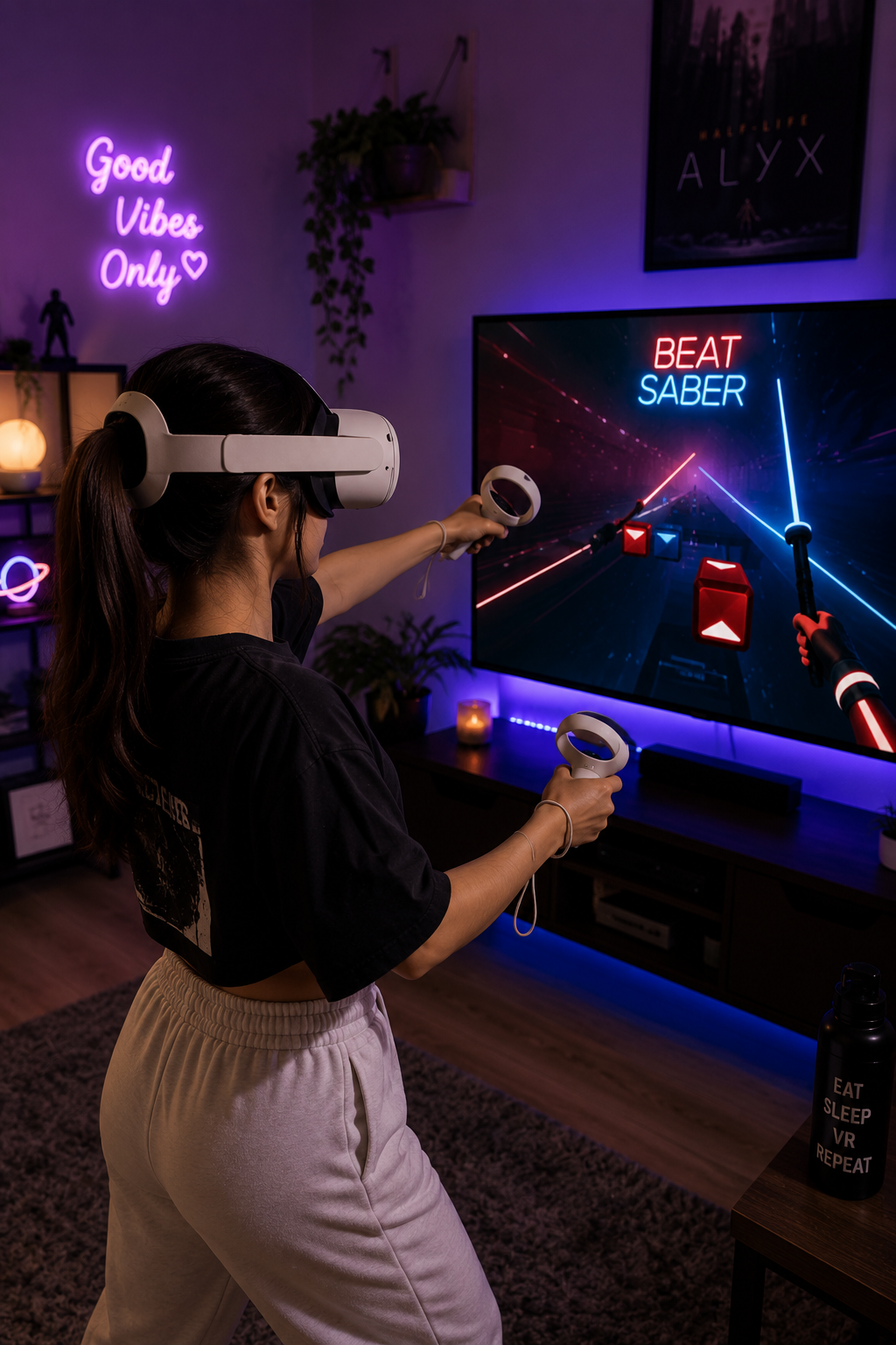 VR and AR game development — player using a VR headset and controllers